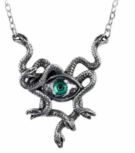 Gorgon's Eye Necklace, Crystal, Snakes Gothic, Pagan Witch Evil, Alchemy England - Picture 1 of 6