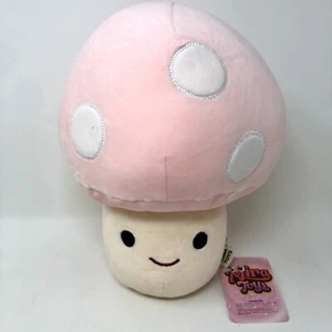 Pink Mushroom Soft Plush Toy Smiling Face Plant Vegetable Plushie 9” New - Picture 1 of 4