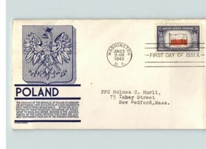 POLAND, Overrun Country in World War II, blue Anderson cachet, # 909 FDC - Picture 1 of 1
