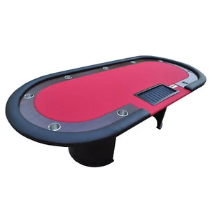 IDS 96" Classic Luna Poker Table Red Speed Cloth Racetrack Chip Tray Drop Box - Picture 1 of 7