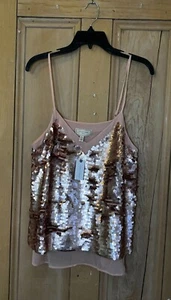 Moulinette Soeurs Womens Anthropologie Sequined Cami Top Size 8 Pink Rose FA NWT - Picture 1 of 10