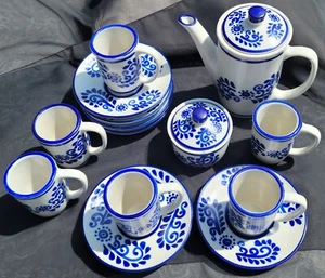 Amazing!! TALAVERA POTTERY Earthenware Hand Painted TEA or COFFEE SET *14-Pcs* - Picture 1 of 9