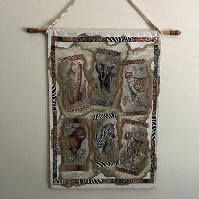 "De colección Judy Gibson Safari Animales Decoración Colgante de Pared Hecho en EE. UU. 37"" X 25"" DE COLECCIÓN" Foto 1 de 4