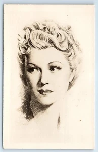 RPPC Pencil Drawing of Lucille Ball ? signed Godwin Devolite Peerless Postcard - Picture 1 of 2