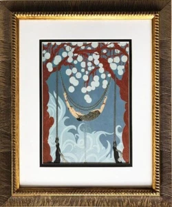 Erte "Spider Web" CUSTOM FRAMED Print Art Deco Design Designer  Woman French - Picture 1 of 3