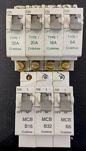 Crabtree SB6000 Series + STARBREAKER M6 Type 1 Range 6A 10A 16A 20A 32A 40A MCBs - Picture 1 of 13