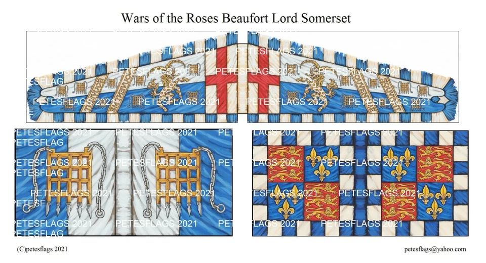 28mm Medieval Wars of the Roses Flags Beaufort Duke of Somerset Lancastrian  - Image 1 of 1