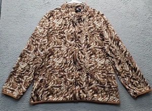 Chaqueta polar Jason Maxwell para mujer XL estampado múltiple de guepardos bolsillos elásticos cremallera - Imagen 1 de 8