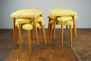 Hocker Sitzhocker Vintage 50er Stuhl Stool Rockabilly Pouf 50s gelb 1 von 6 - Bild 1 von 10