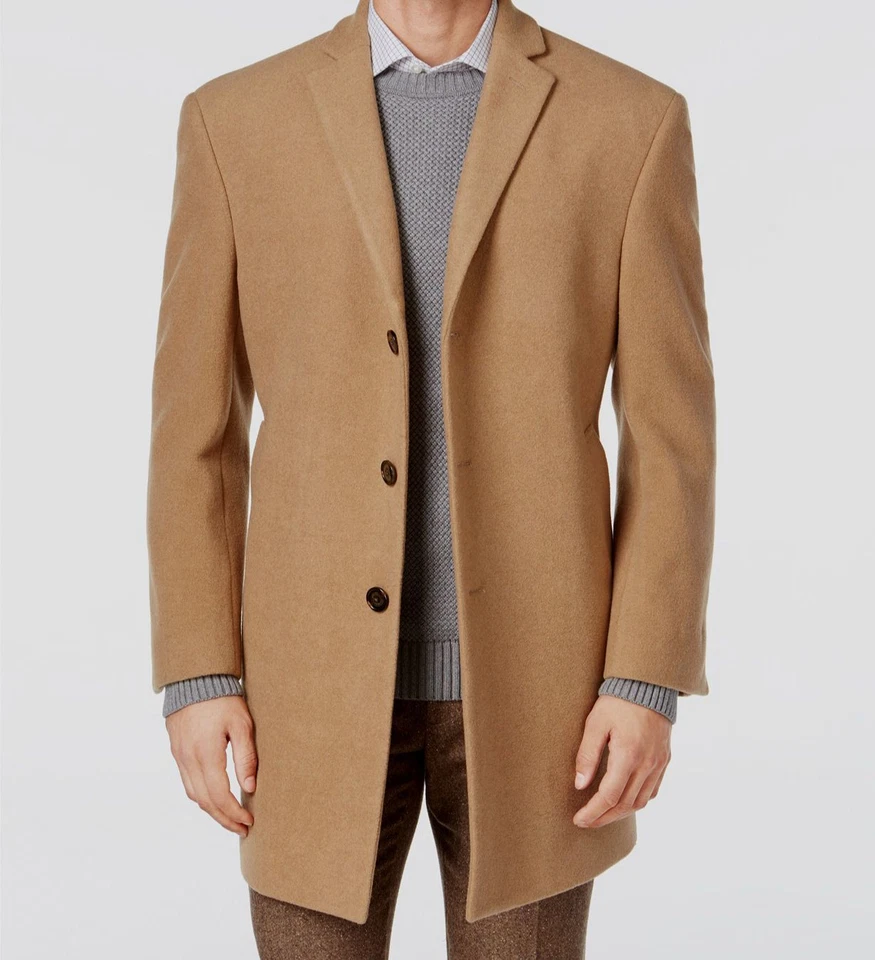 Calvin Klein Men's Prosper X-fit Overcoat Coat 40r Camel