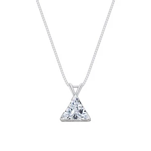 1/2 Ct Triangle Lab Created Grown Diamond Pendant Necklace 18K White Gold F/VS - Picture 1 of 1