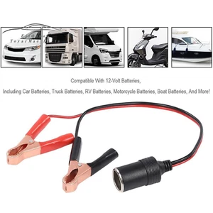 12V Battery To Cigarette Lighter Adapter Alligator Clamp Clip 20A Car Socket New - Picture 1 of 12