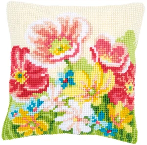 Vervaco SUMMER FLOWERS Cross Stitch Cushion Front Kit PN-0163860 - Picture 1 of 1