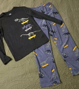 Boys Wonder Nation Long Sleeve Dinosaur Pajama Set Size Large 10/12 - Picture 1 of 2