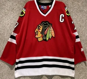 Vintage Starter NHL Mens Chicago Blackhawks Chris Chelios Hockey Jersey Size XL - Picture 1 of 13