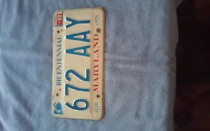 • Placa de licencia del bicentenario de Maryland 1978 buena calidad # 672 AAY - Imagen 1 de 2