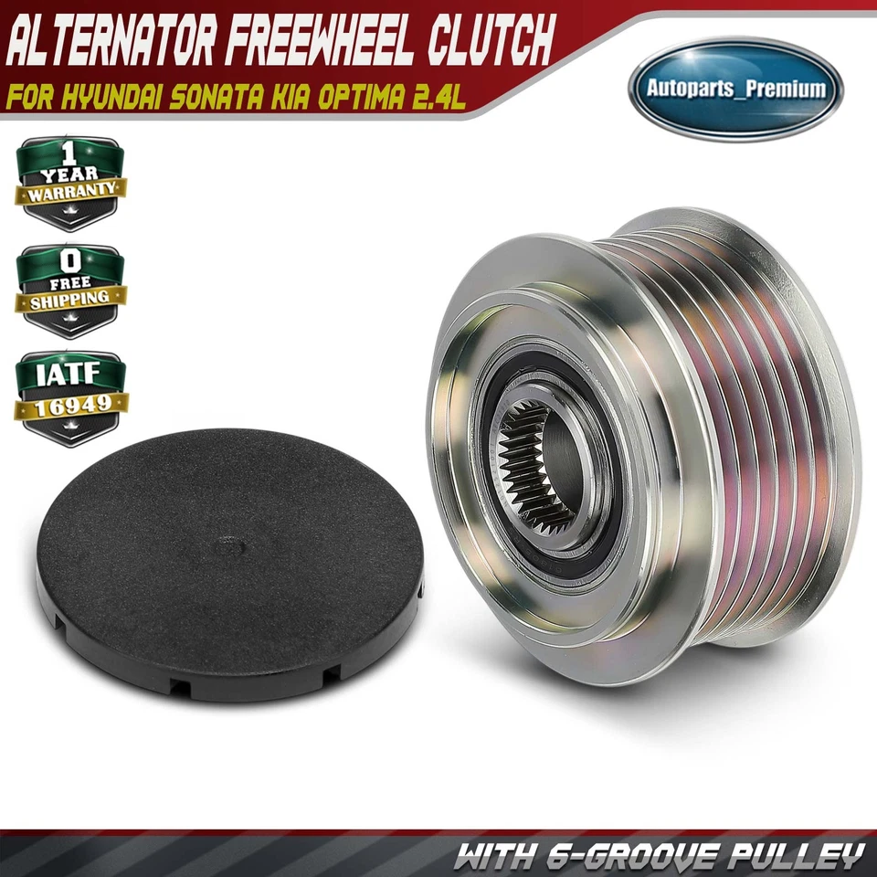 Polea de embrague alternador para Hyundai Sonata Kia Optima 2,4 L 6 ranuras en el sentido de las agujas del reloj Foto 1 de 4
