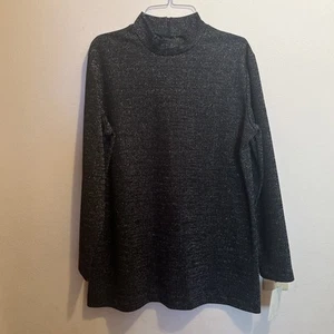 Douglas Marc Silver Black Sparkle Moc Turtle Shirt NWT Large - Picture 1 of 3