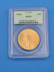 1928 $20 Gold St. Gaudens Double Eagle PCGS MS-63 Saint BEAUTIFUL Older Holder ! - Picture 1 of 9