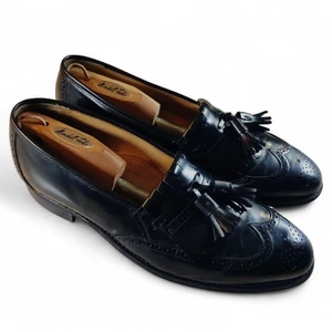 Johnson & Murphy Optima Vintage Black Tassled Kiltie Wingtip Mens 10.5C USA Made - Picture 1 of 11