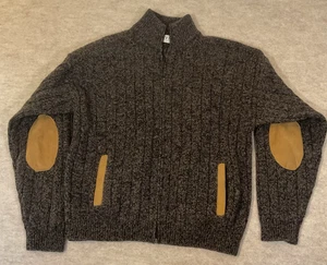 Cardigan maglione lana Orvis uomo toppa gomito L nonno vintage zip erica costine - Foto 1 di 12