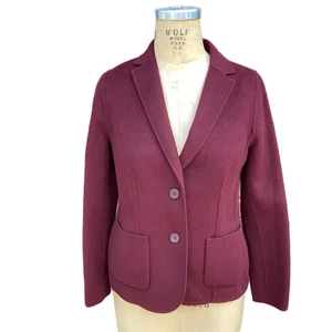 Talbots Womens Wool Blend Blazer Two Button Size 6 Career Preppy Rich Burgundy - Picture 1 of 9