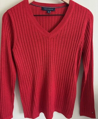 Tommy Hilfiger красный отлива женщин свитер M блестящий праздник Рождество праздник  - Изображение 1 из 4