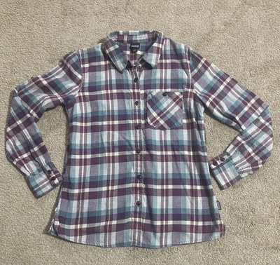 Женская клетчатая фланелевая рубашка Patagonia размер 2 из органического хлопка гранола дровосек фиолетовый - Изображение 1 из 4