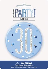 UNIQUE - AGE 30 - 30TH BIRTHDAY BADGE - BLUE AND SILVER - 3'