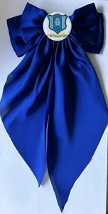 Large Handmade Bow With Tails And Large School Logo! - Picture 1 of 2