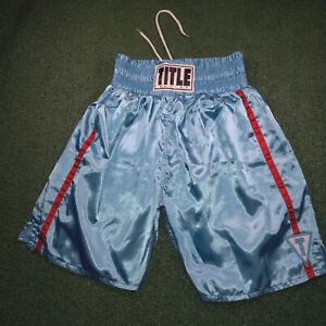 Title Satin Boxing Trunks Shorts Blue (Mens Large)