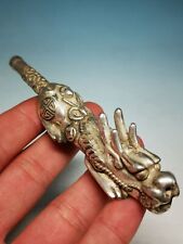 Vintage Silver Copper Poppy Dragon Coins Tobacco Pouch Pipe Cherry Blossoms s08