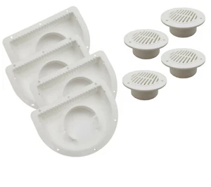 4 PACK) WHITE 1/2 Half Moon Side Air Vent cargo trailer atv snowmobile hauler - Picture 1 of 4