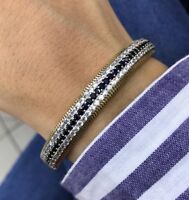 Details about   Sterling Silver Black Sapphire Fancy Cuff Bangle MSRP $555 
