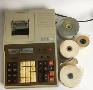 Imprimante mémoire de bureau calculatrice électronique vintage Bohsei 810 - fonctionne - RARE - Photo 1/12