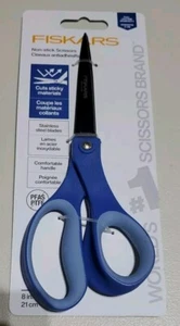 Fiskars 8 in 21 cm Straight Blue Performance Scissors Comfort Handle Non-Stick - Picture 1 of 8
