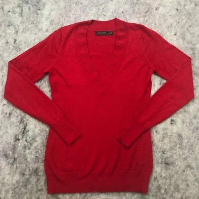 Suéter para mujer The Limited extra pequeño rojo mezcla de lana merino ligero cuello en V Foto 1 de 4