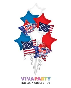 Happy 4th of July USA Flag Balloon Bouquet, independence Day Balloons - (10 Ball - Picture 1 of 6