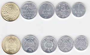 JUEGO COMPLETO DE 5 MONEDAS MOLDAVIA ALTA CALIDAD: 1, 5, 10, 25 Y 50 BANI - Imagen 1 de 1