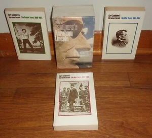 CARL SANDBURG'S ABRAHAM LINCOLN-3 Books-Prairie & War Years-Excellent Box Set! - Picture 1 of 7