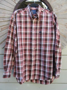 Camisa con botones Faconnable Para hombre L 100 % algodón marrón a cuadros LS - Imagen 1 de 12