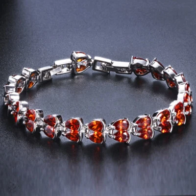 Brazalete de tenis plateado con lágrima azul circonita cúbica para mujer joyería de boda Foto 1 de 4