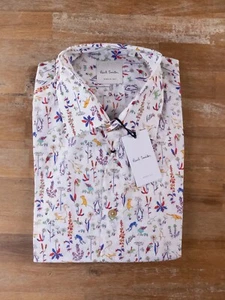 PAUL SMITH Mainline weißes Animal & Floral Zeichnung Shirt Gr. 41 / 16 / Large - Bild 1 von 9