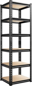 REIBII Storage Shelves 6 Tier Garage Shelving Heavy Duty Metal Shelving Loads 22 - Picture 1 of 12
