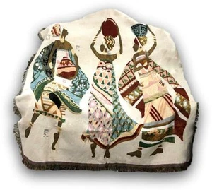 DaDa Bedding Dancing Women African Kwanzaa Woven Tapestry Throw Blanket, 50 x 60 - Picture 1 of 6
