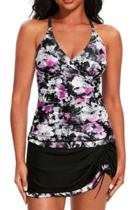 DACI Women's Swim Tankini Ruffle Skirt 2 Pcs Set - Picture 1 of 7