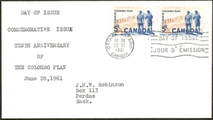 Canada #394 Pair "POWER PLANT" Fine Used 1961 First Day Cover - Picture 1 of 2