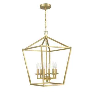 Hukoro Alfa 16" 6-Light Geometric Cage Lantern Pendant Light w/ Soft Gold Finish - Picture 1 of 6