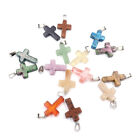 Wholesale Natural Crystal Stone Cross Pendants Charms Mixed color Beads 18*25mm