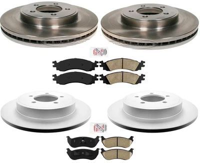 Kit de 6 peças de rotores dianteiros e traseiros e pastilhas de cerâmica compatível com Ford Explorer Sport Trac 2007-10 - Imagem 1 de 4